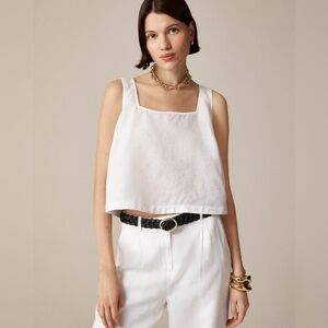 J.Crew Squareneck Button-back Tank Top Shirt Linen Dusty Fatigue Green Small NWT